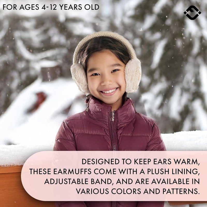 Funky Junque Winter Ear Muffs for Kids Girl Boy Fuzzy Cozy Warm Earmuffs Adjustable Cold Weather Ear Warmer Ages 4-12 - Image 2